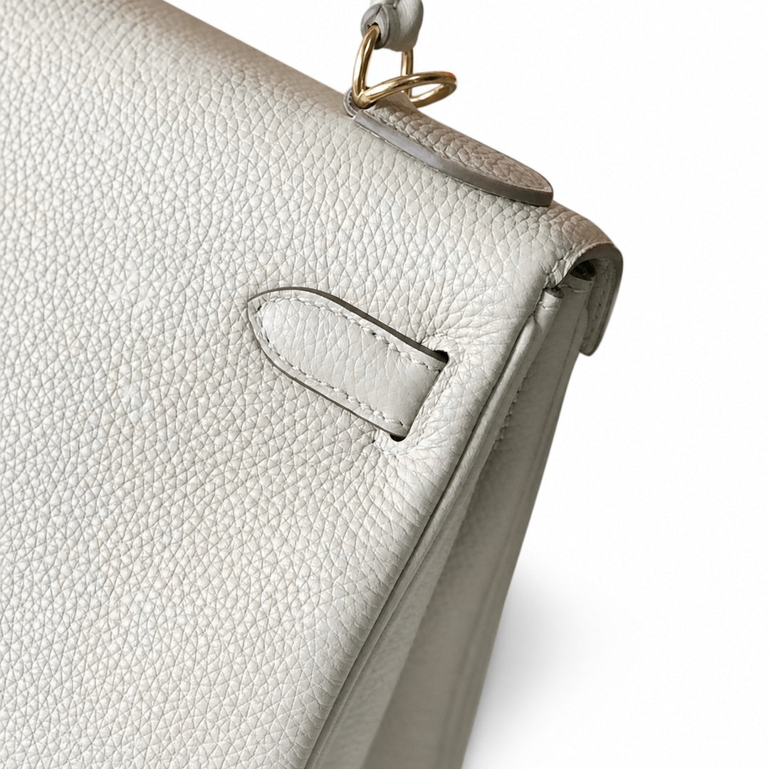 Hermès Kelly Retourne 25 Craie Epsom Calf Leather Gold Hardware