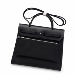 Hermès Herbag Zip 31 Noir Toile H / Noir Epsom Calf Leather Palladium Hardware