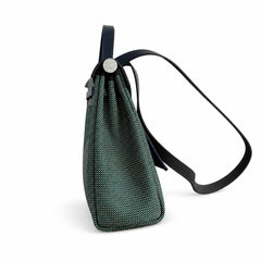 Hermès Herbag Zip 31 Vert Cypress Mini Grid Toile H / Bleu Marine Vache Hunter Leather Palladium Hardware