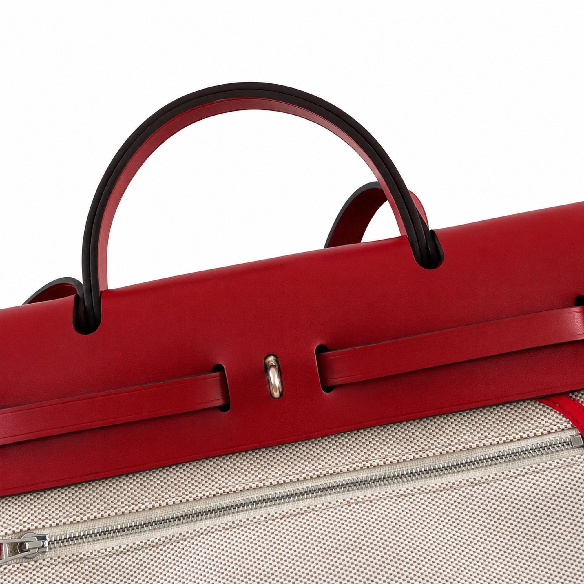 Hermès Herbag Zip 31 Écru Toile H Rouge Pegasus Print / Rouge Epsom Calf Leather Palladium Hardware