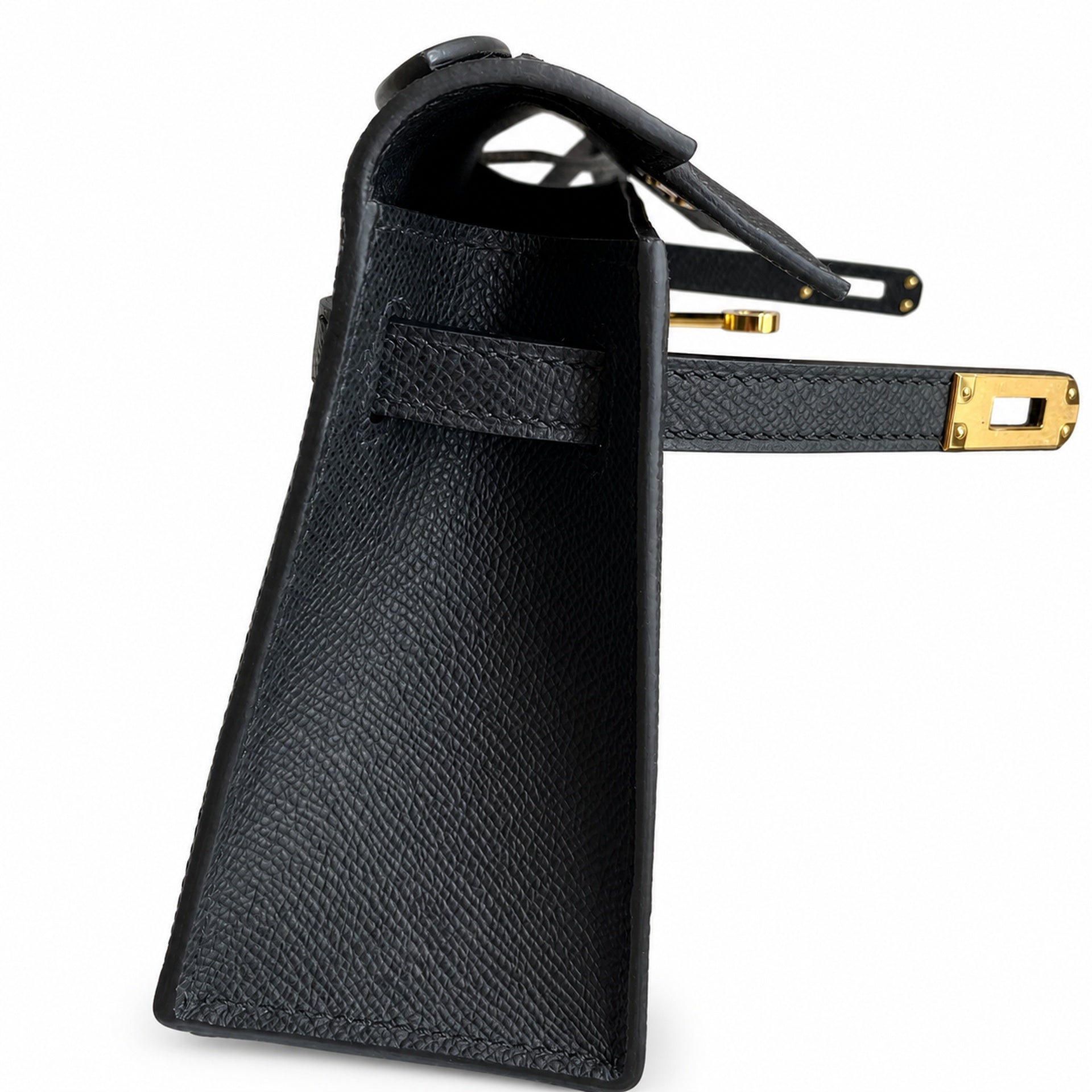 Kelly Pochette 22 Veau Epsom, Noir, Gold Hardware