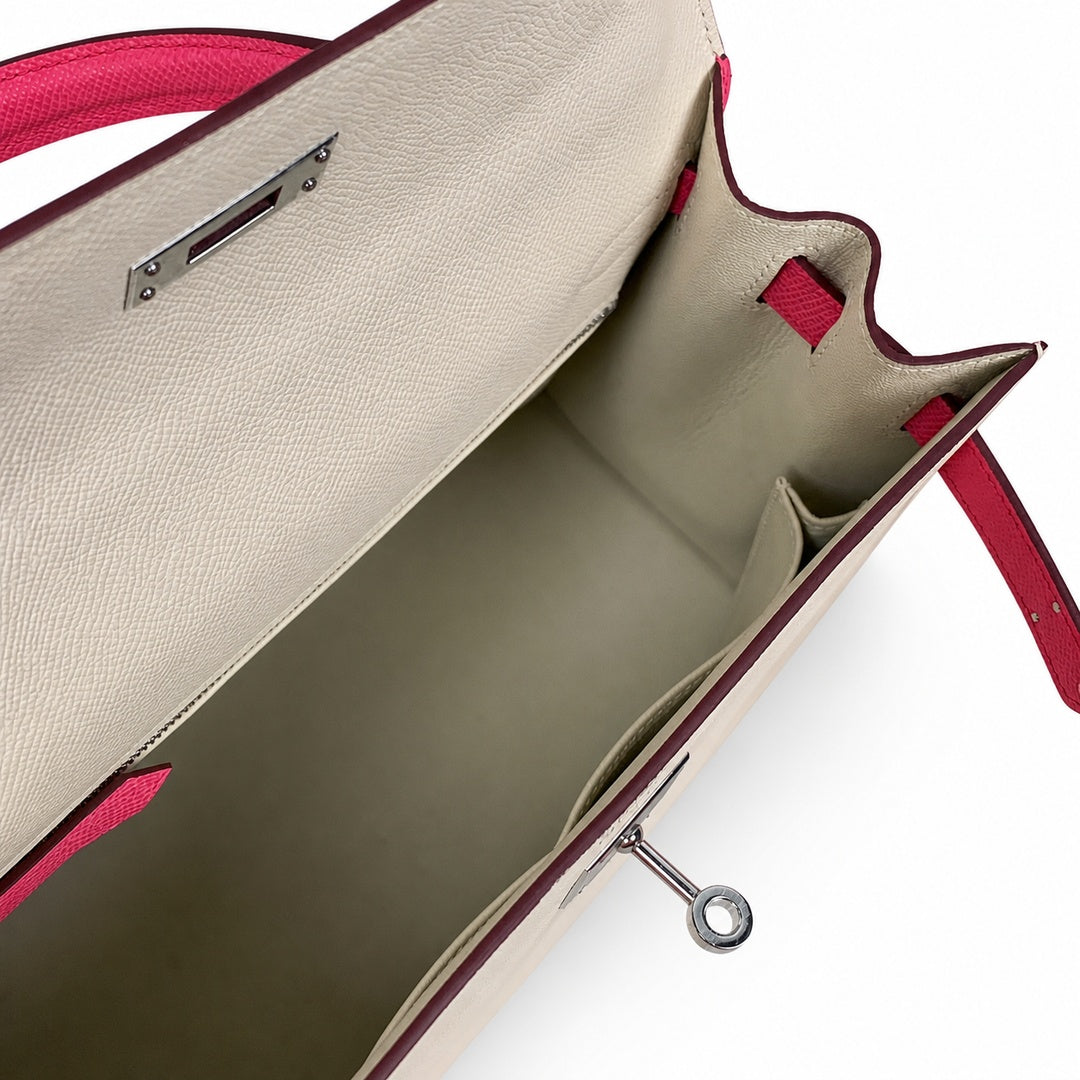 Hermès Kelly II 25cm Milkshake × Rouge Vif Color Matching Epsom Calf Leather Palladium Hardware