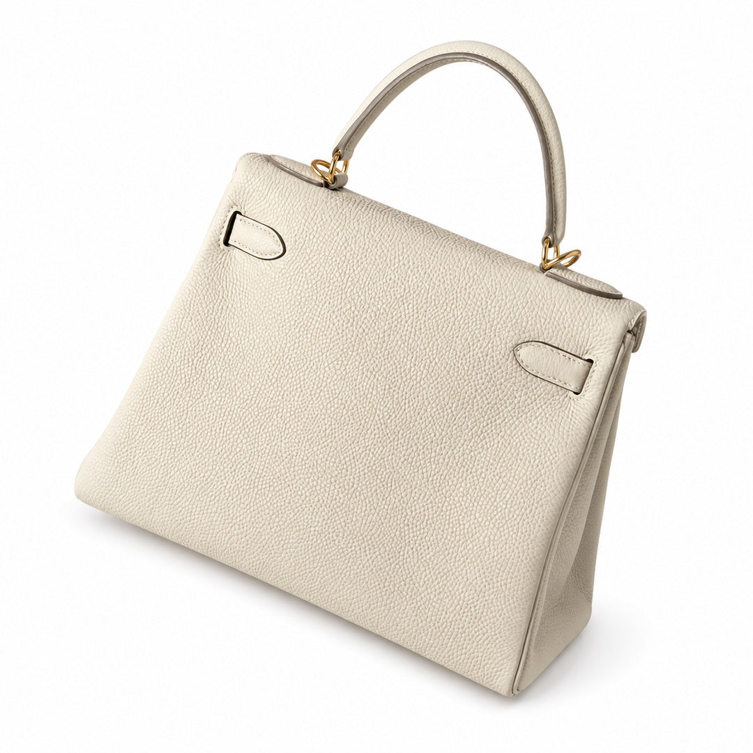 Hermès Kelly Retourne 25 Craie Epsom Calf Leather Gold Hardware