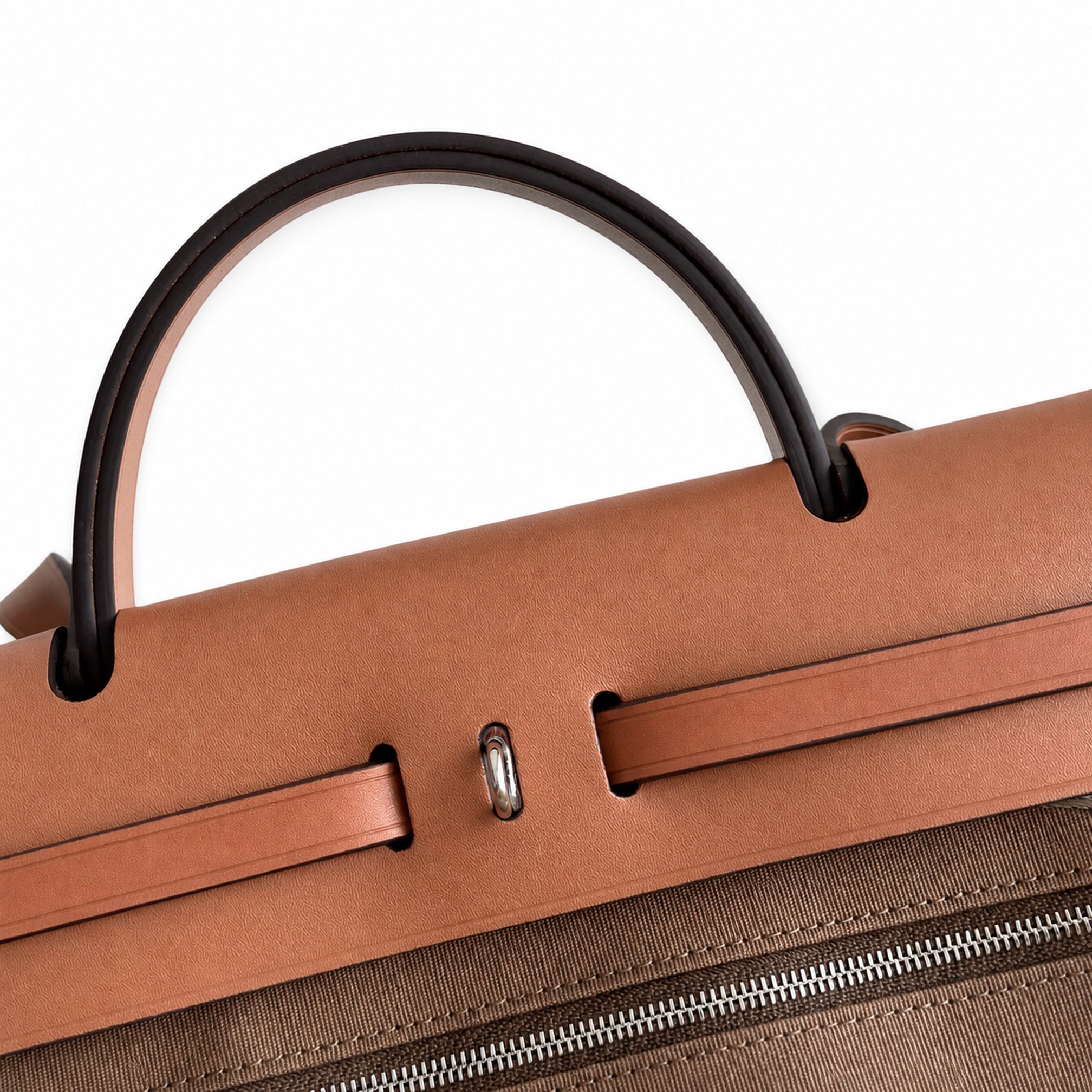 Hermès Herbag Zip 31 Etoupe Suede / Fauve Vache Hunter Leather Palladium Hardware