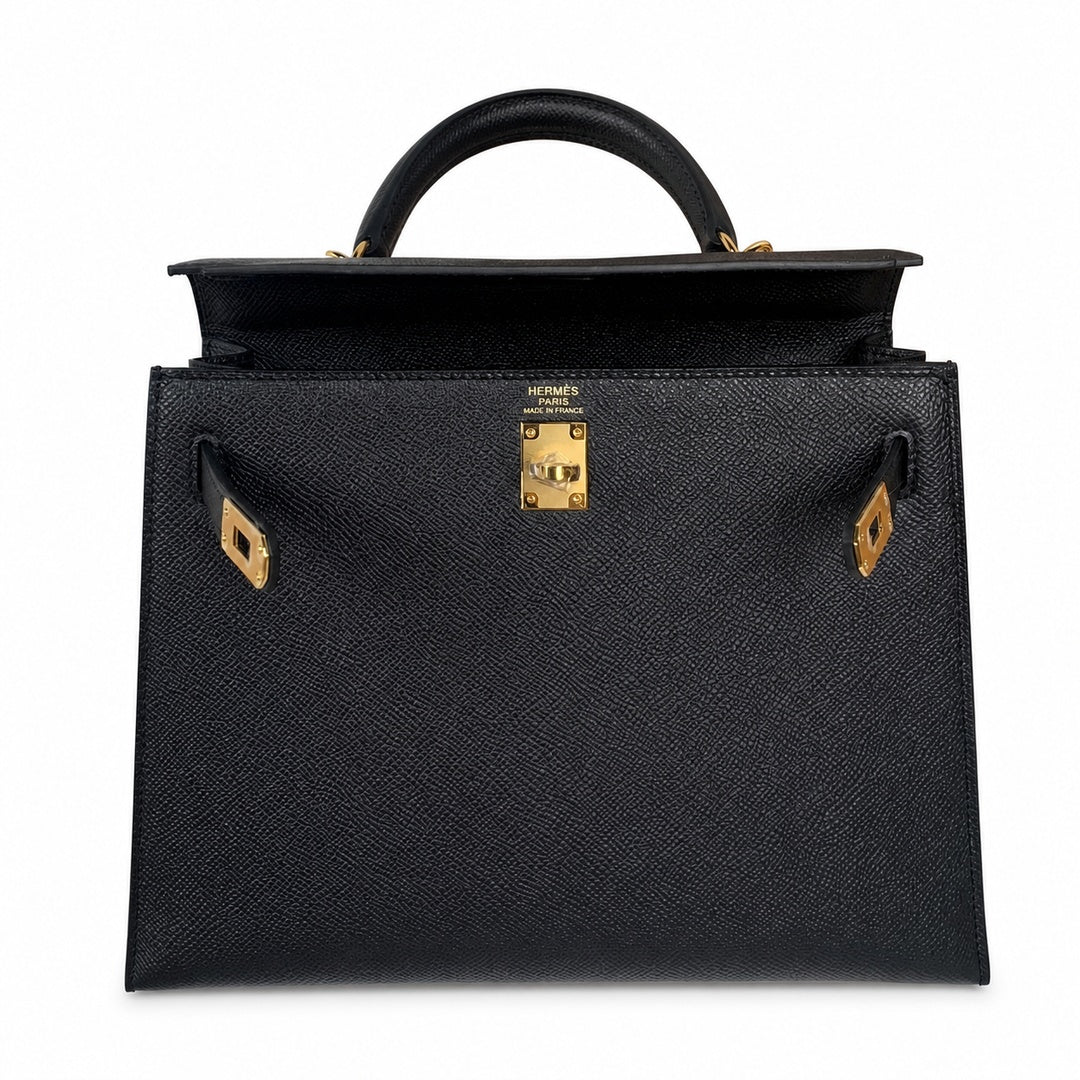 Hermès Kelly II 25cm Noir Epsom Calf Leather Gold Hardware