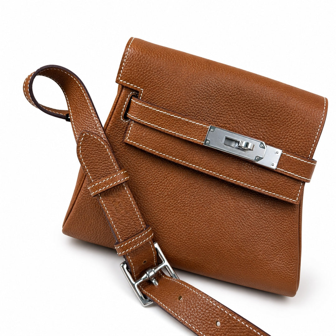 Kelly Messenger PM 27 Veau Togo, Cognac, Gold Hardware