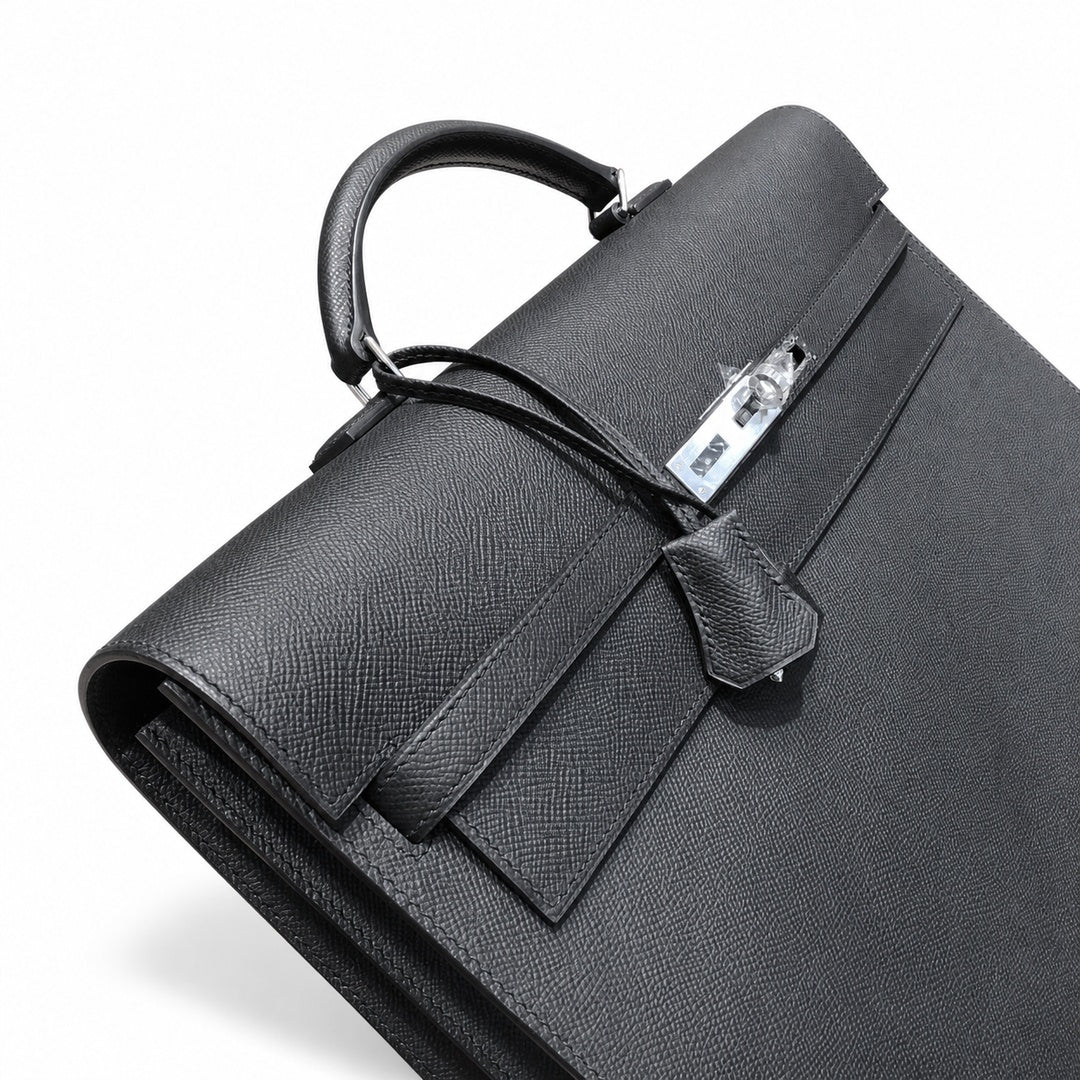 Kelly briefcase 38cm Epsom leather Noir Palladium Hardware