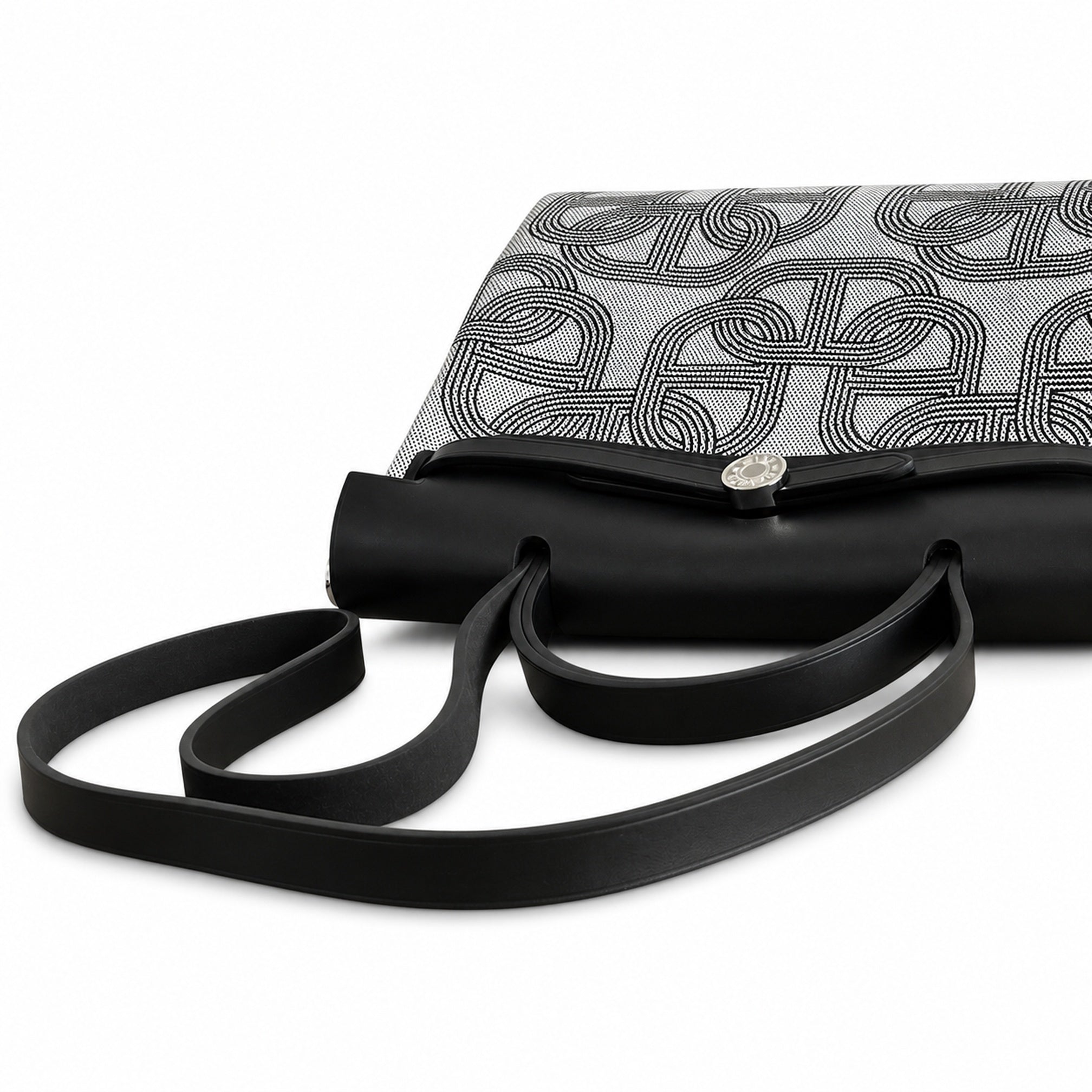 Hermès Herbag Zip 31 Écru Toile H Gris Chain D'Ancre Print / Noir Vache Hunter Leather Palladium Hardware