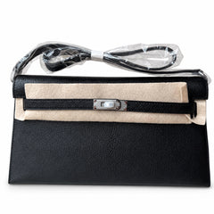 Hermès Kelly Shoulder Noir & Craie Two-Tone Epsom Palladium Hardware