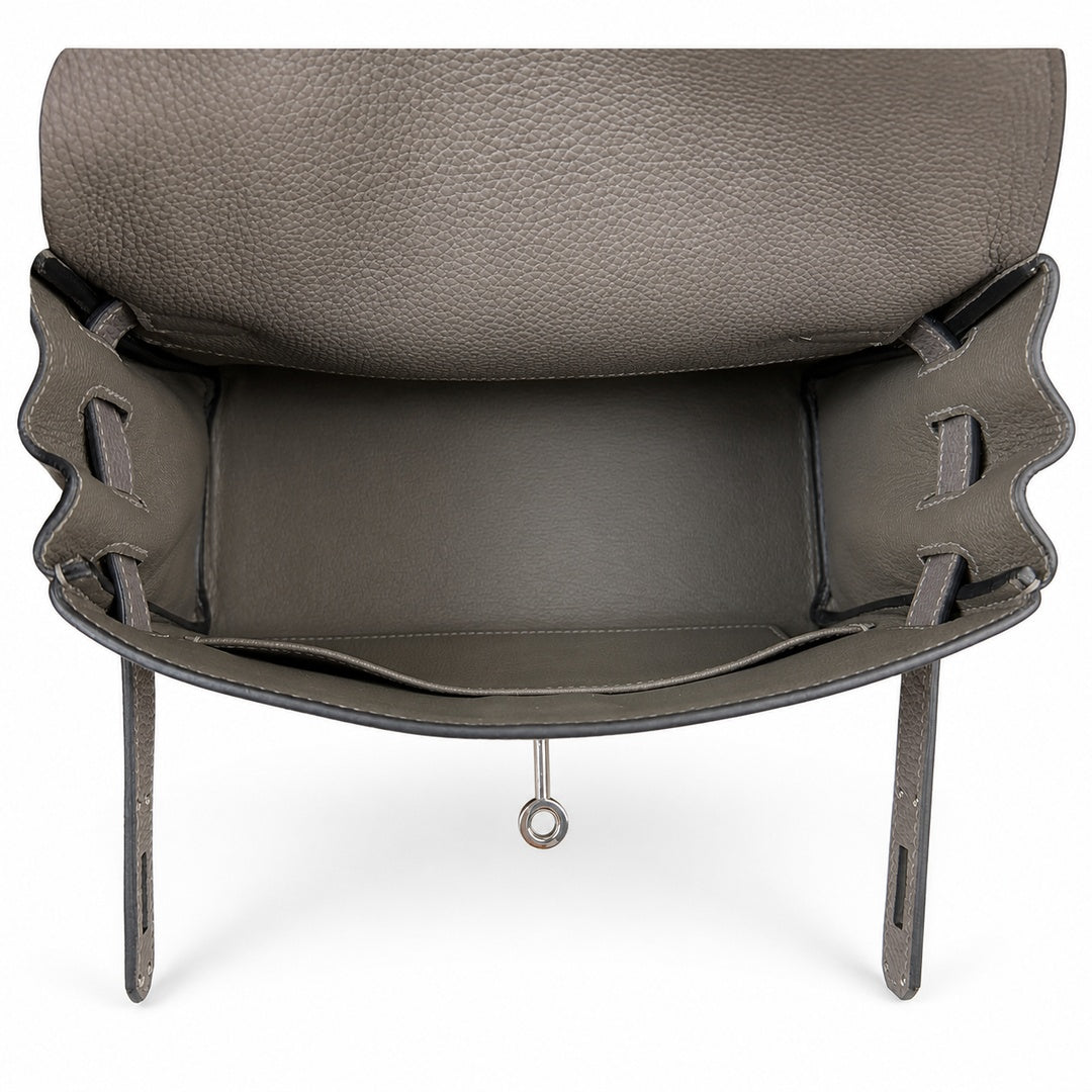 Kelly Messenger PM 27 Veau Togo, Gris Étain, Palladium Hardware
