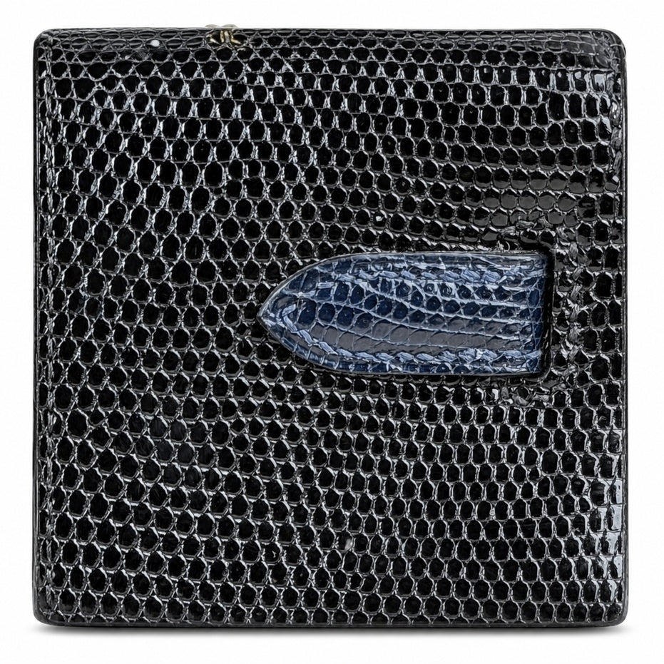 Hermès Mini Kelly 20 Black & Sapphire Blue Lizard Gold Hardware