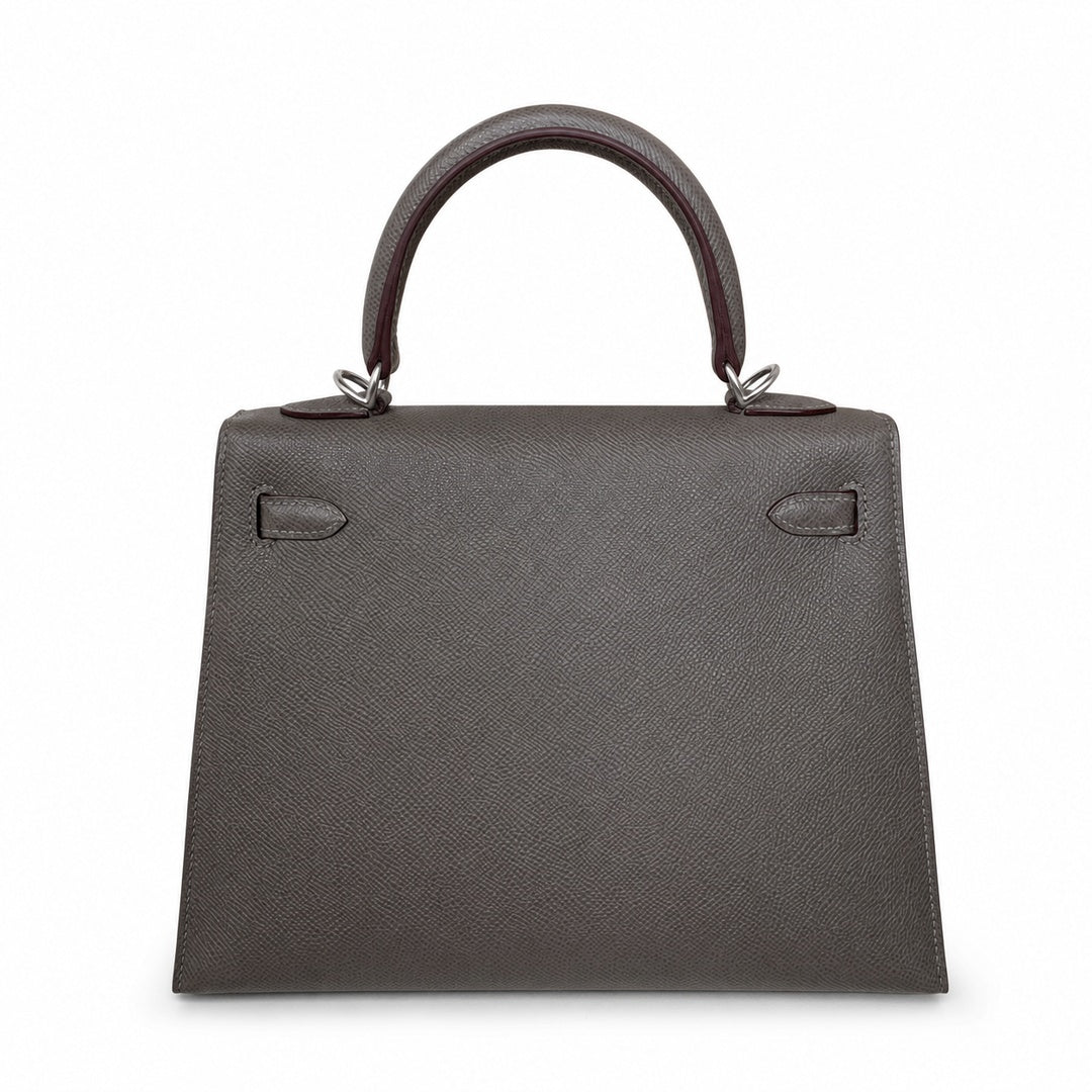 Hermès Kelly Sellier 25cm Pewter Epsom Calf Leather Palladium Hardware