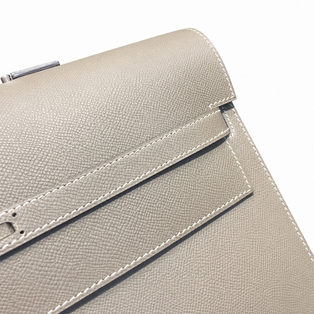 Hermès Kelly Briefcase 38cm Etoupe Epsom Calf Leather Palladium Hardware