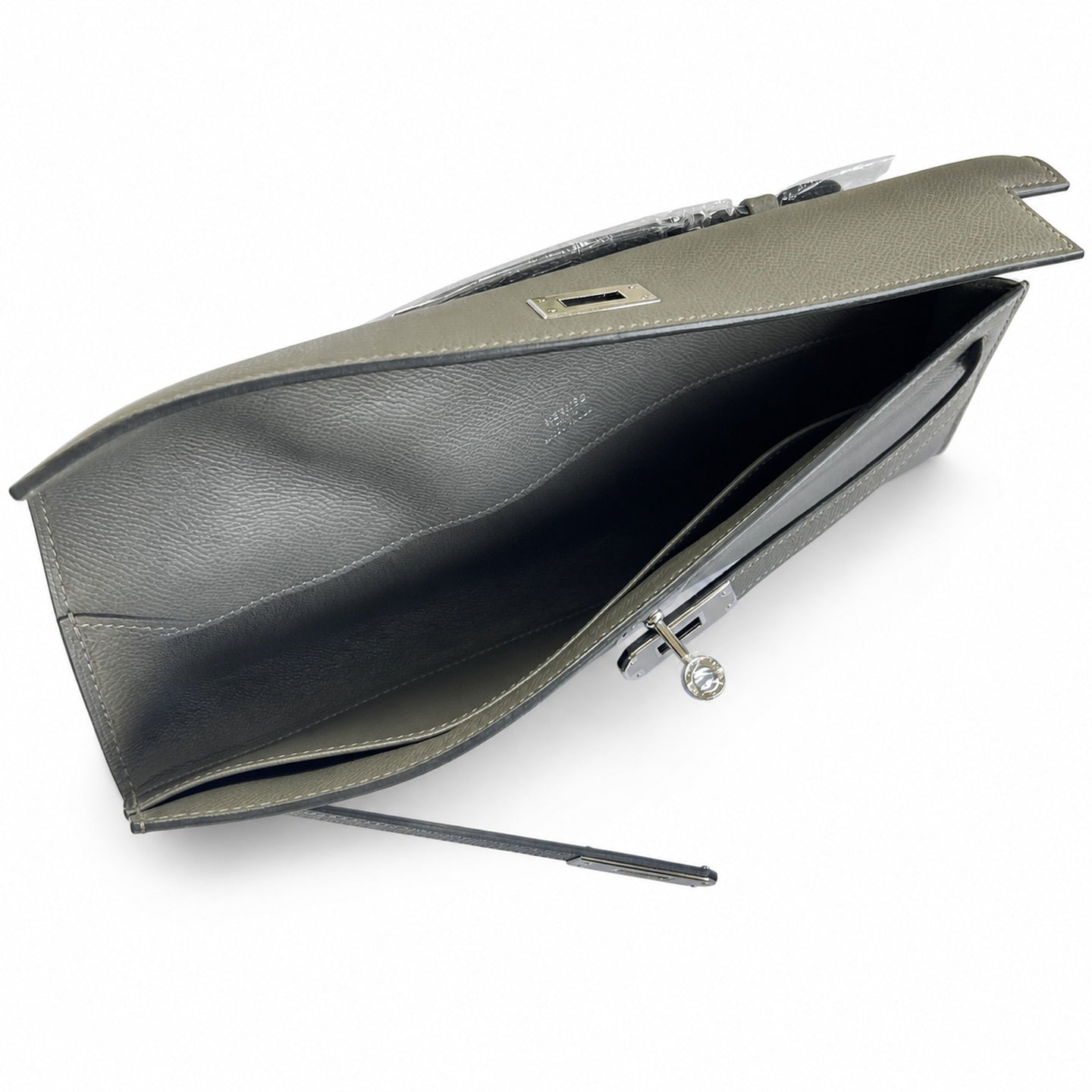 Hermès Kelly Cut 31 Clutch Epsom Leather Picture Pewter Gray