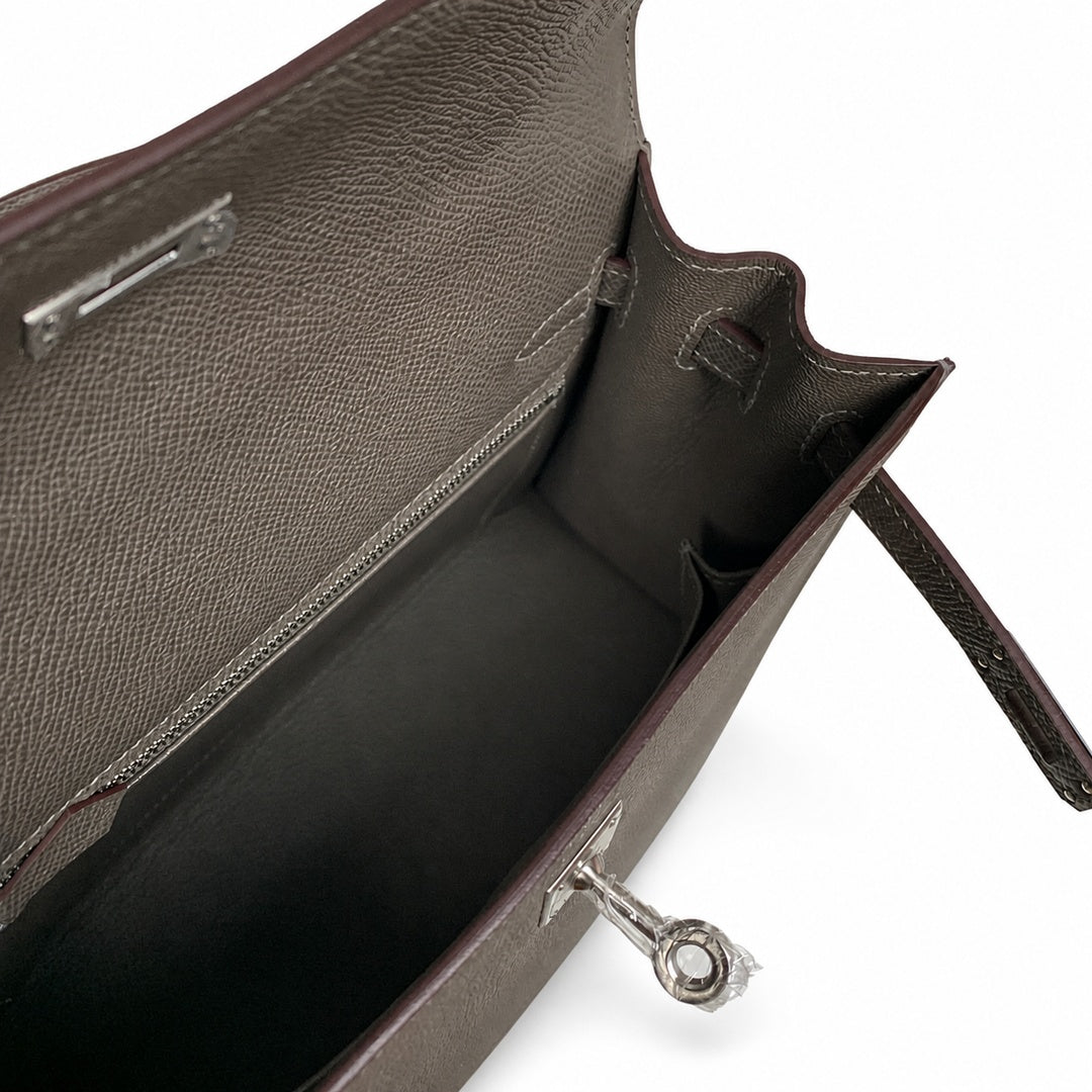 Hermès Kelly Sellier 25cm Pewter Epsom Calf Leather Palladium Hardware