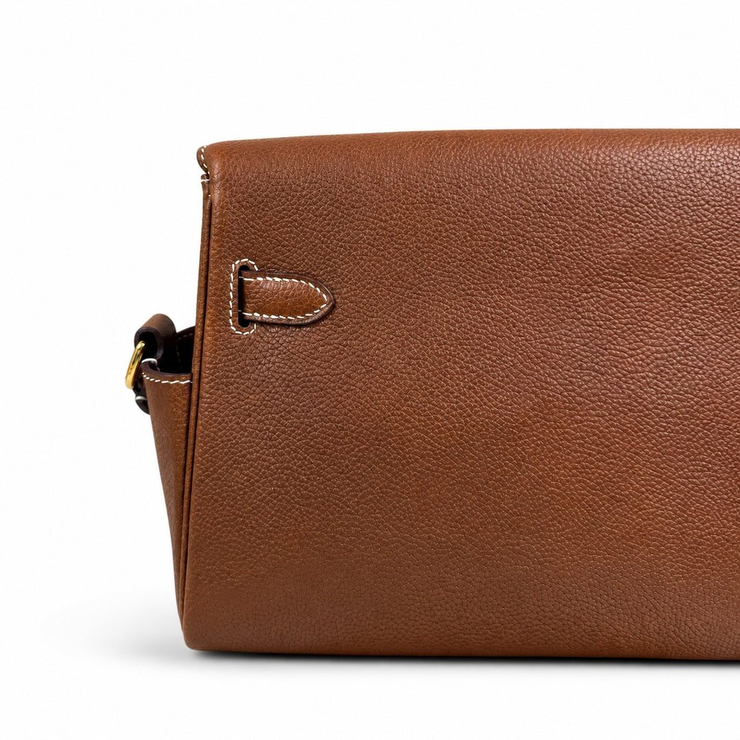 Kelly Messenger PM 27 Veau Togo, Cognac, Gold Hardware