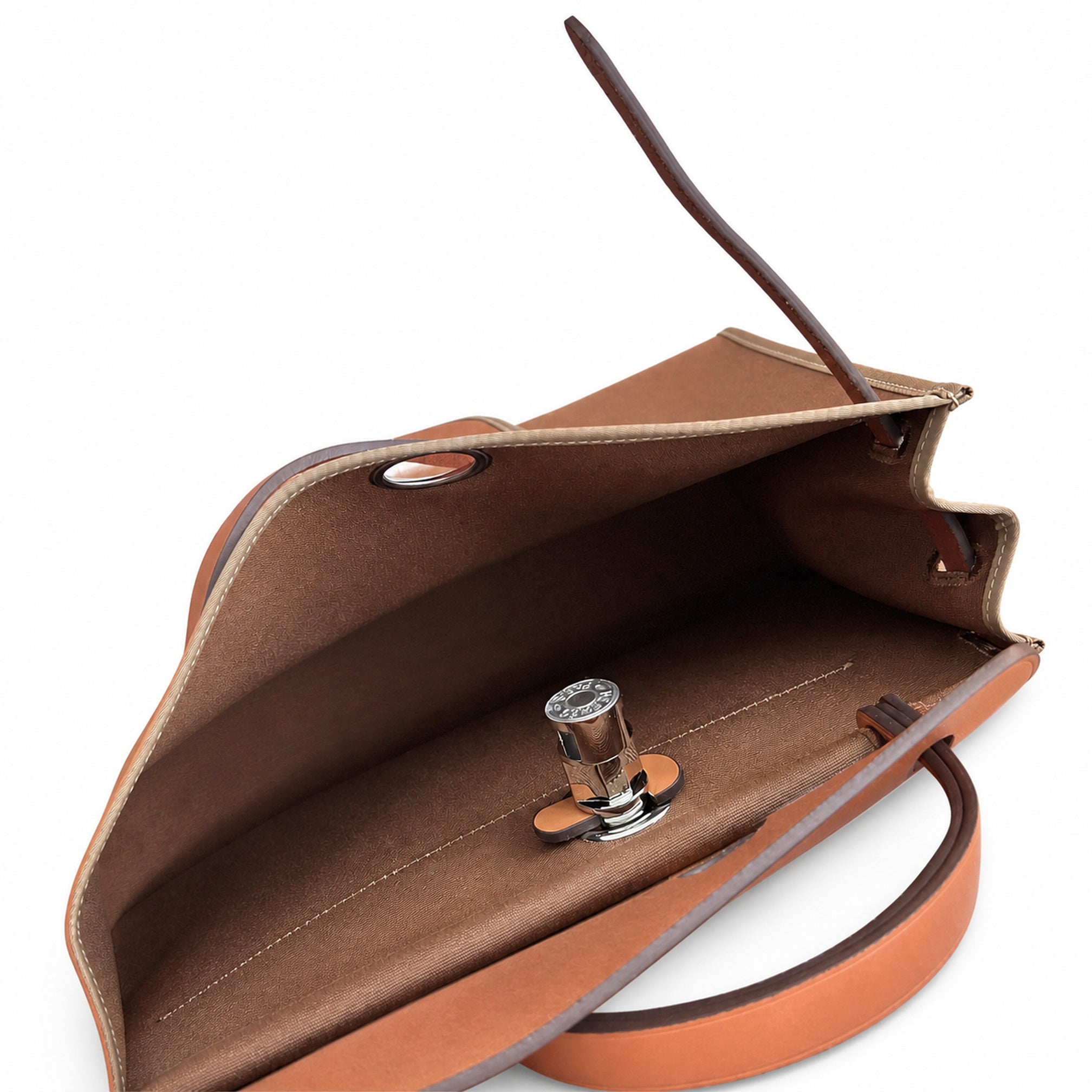 Hermès Herbag Zip 31 Etoupe Suede / Fauve Vache Hunter Leather Palladium Hardware