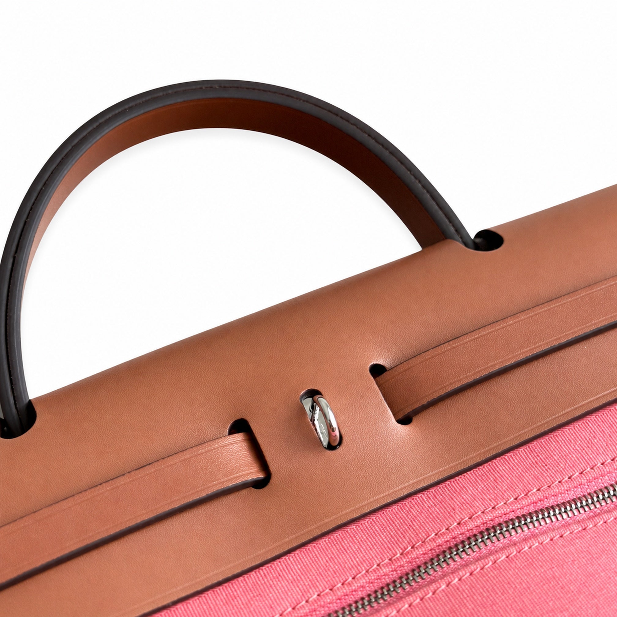 Hermès Herbag Zip 31 Rose Azalée Toile H / Fauve Vache Hunter Leather Palladium Hardware