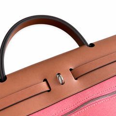 Hermès Herbag Zip 31 Rose Azalée Toile H / Fauve Vache Hunter Leather Palladium Hardware