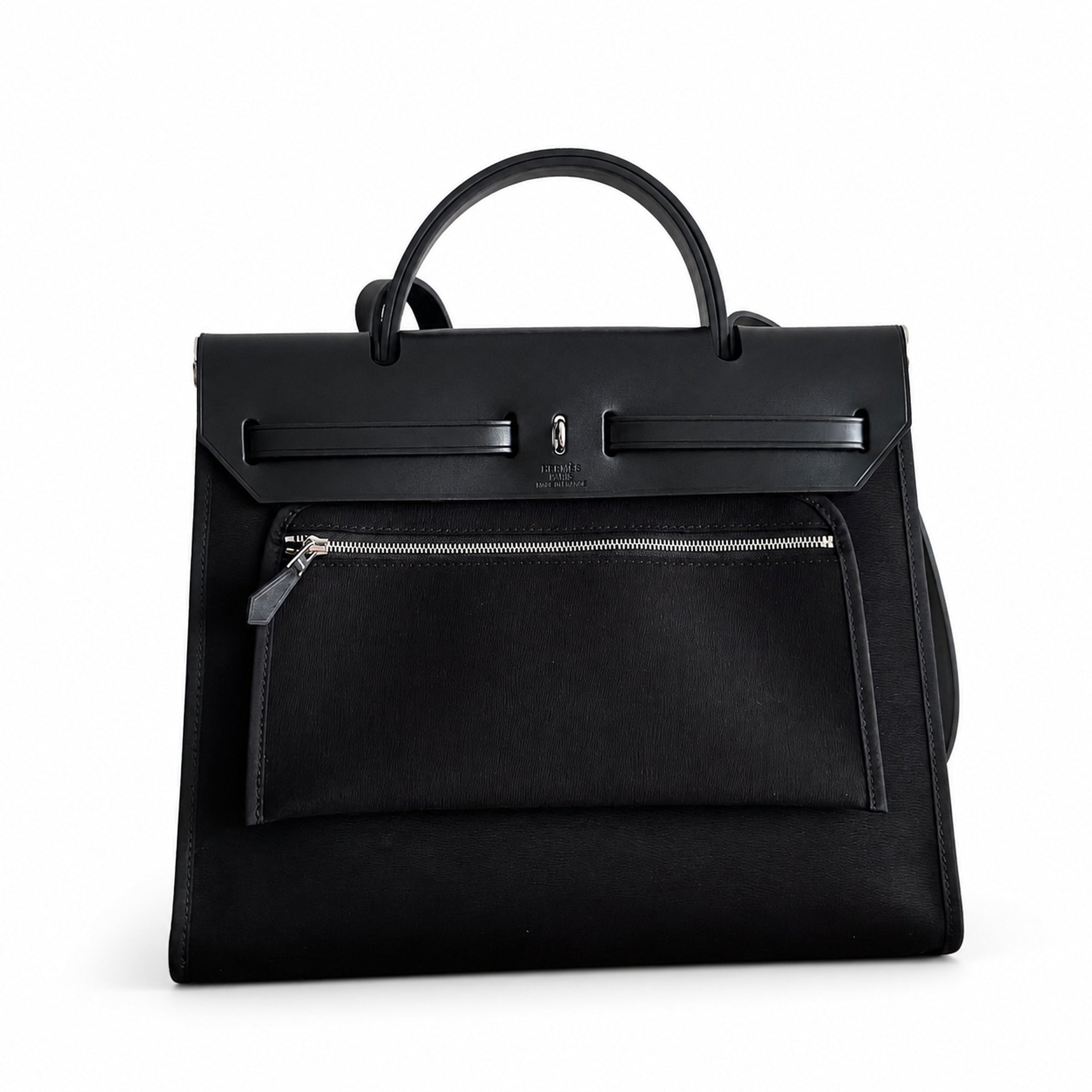 Hermès Herbag Zip 31 All Black Suede & Calf Leather Palladium Hardware