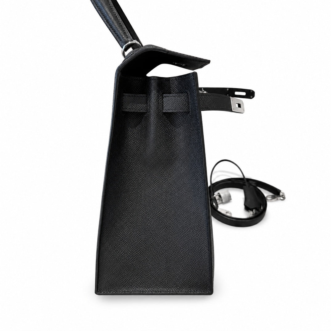 Hermès Kelly Sellier 32cm Noir Epsom Calf Leather Palladium Hardware