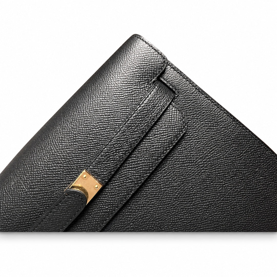 kelly Depeches 25cm Epsom leather  Noir Gold Hardware