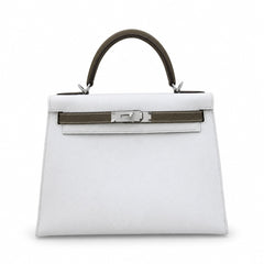Hermès Kelly II 25cm Craie × Etoupe Color Matching Epsom Calf Leather Palladium Hardware