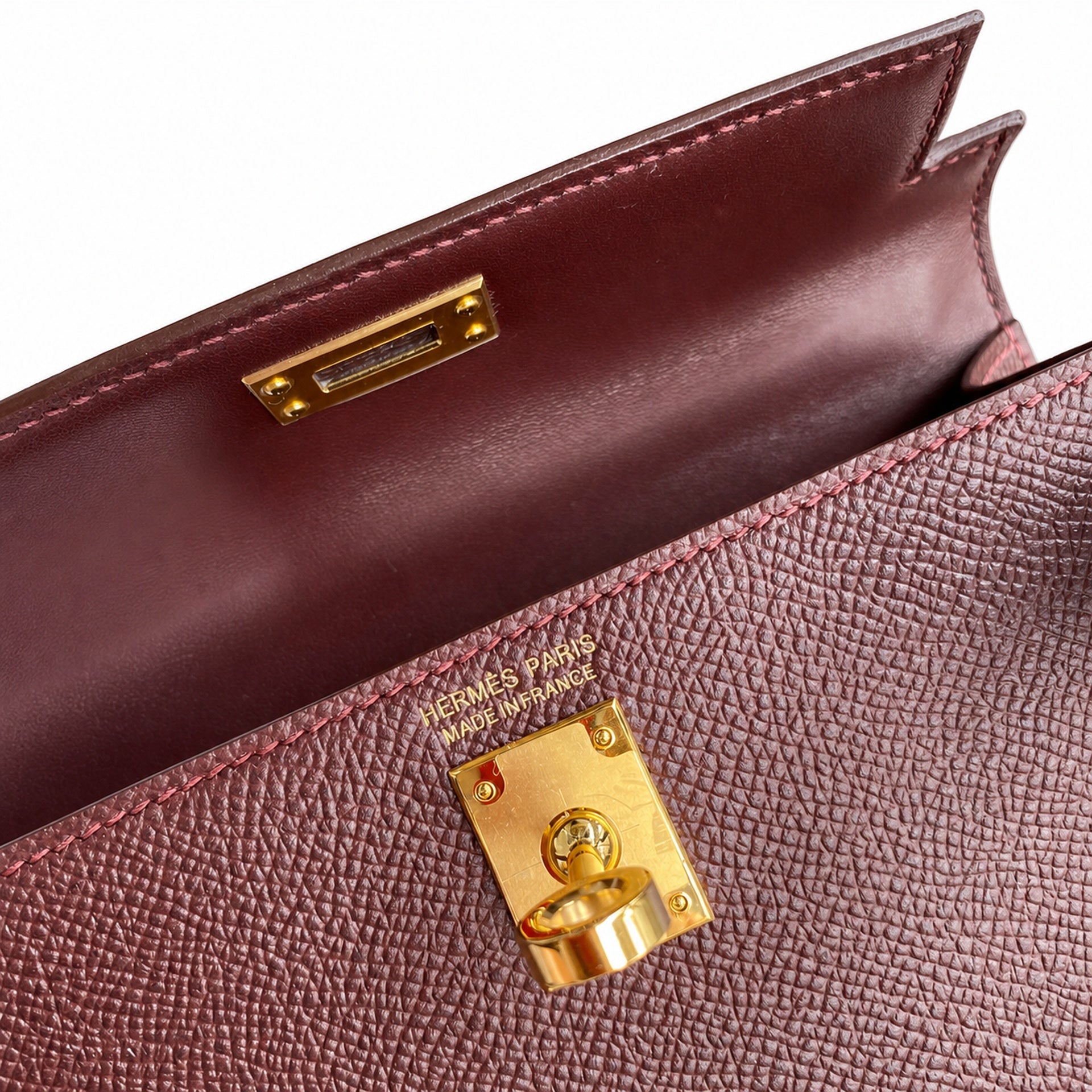 Hermès Kelly Sellier 19 Bordeaux Epsom Calf Leather Gold Hardware