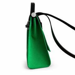Hermès Herbag Zip 31 Green Canvas & Black Calf Leather Palladium Hardware Handbag