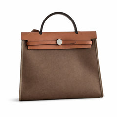 Hermès Herbag Zip 31 Etoupe Suede / Fauve Vache Hunter Leather Palladium Hardware