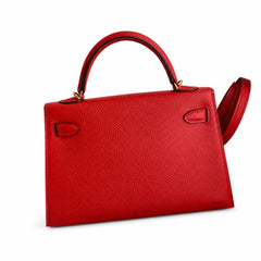 Hermès Kelly Sellier 19 Rouge Casaque Epsom Gold Hardware