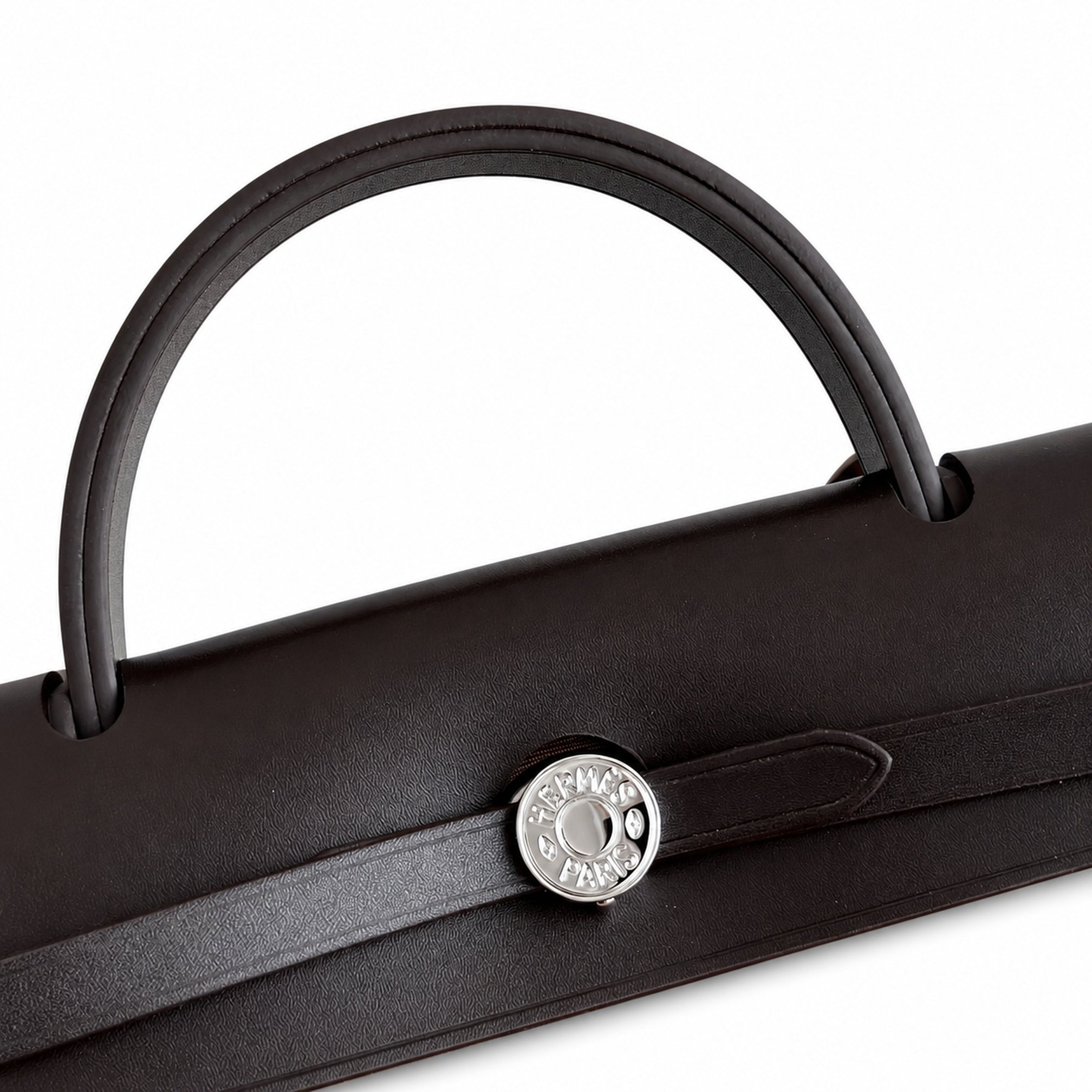 Hermès Herbag 31 Brown Suede & Black Calf Leather Palladium Hardware