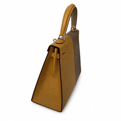 Hermès Kelly Sellier 25cm Sesame & Etoupe Epsom Calf Leather Palladium Hardware