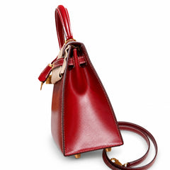 Hermès Kelly Color: 5x/Rouge piment Size: 25*17*7cm Leather: Box From France Hardware: gold Kelly 25, chili red-white thread, bright cowhide imported from France, gold buckle, high-end handmade exclus