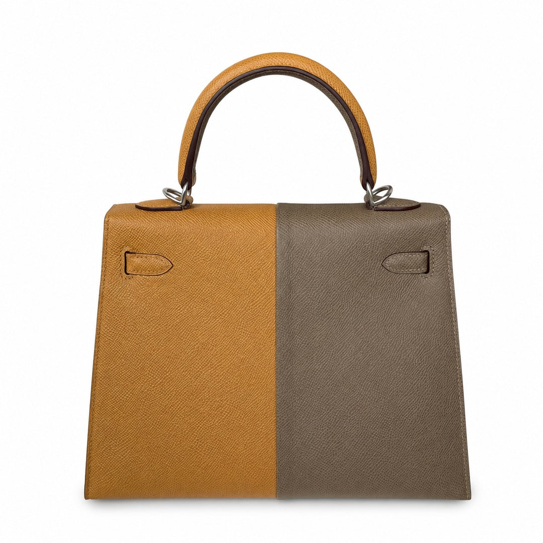 Hermès Kelly Sellier 25cm Sesame & Etoupe Epsom Calf Leather Palladium Hardware