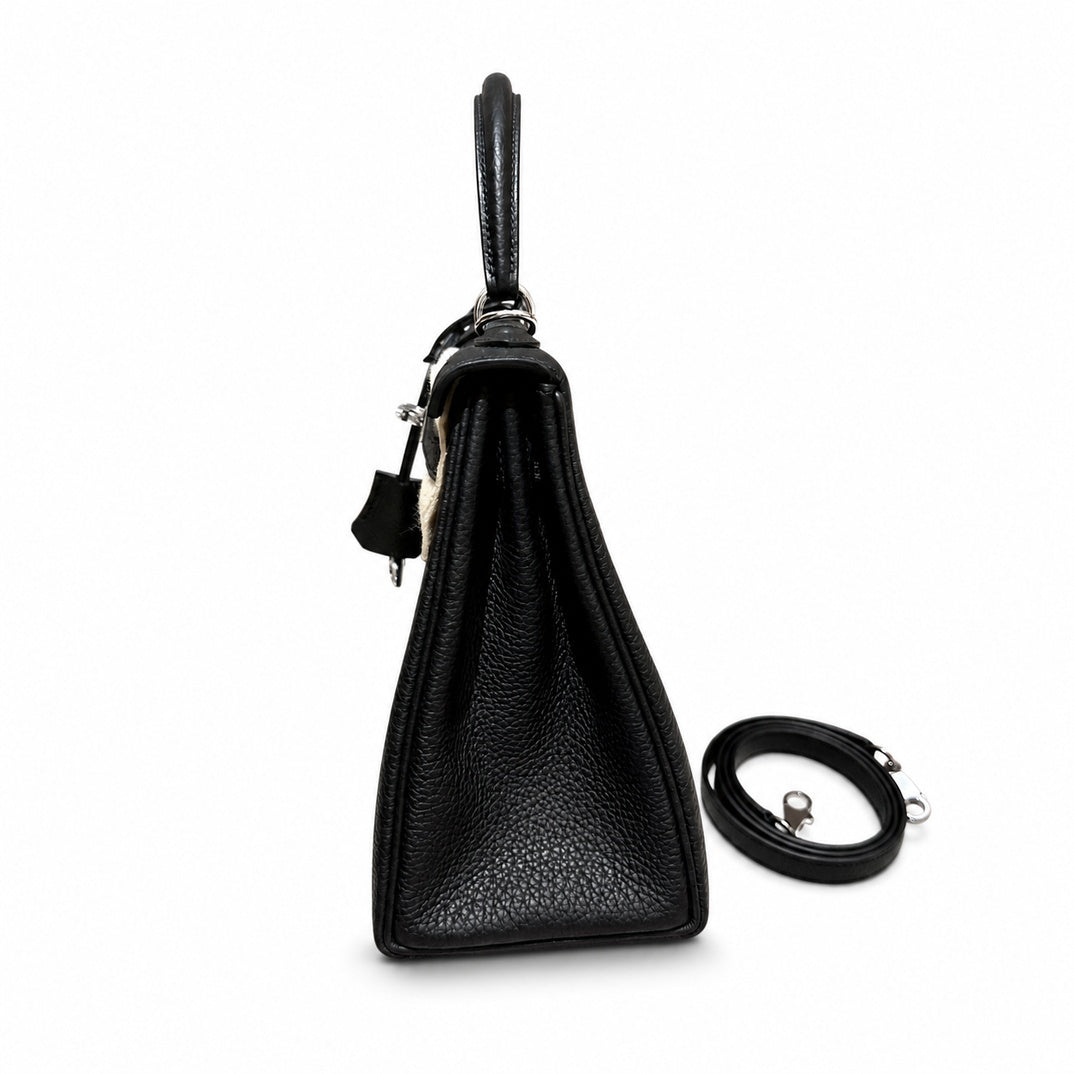Hermès Kelly Retourne 25 Noir Togo Calf Leather Palladium Hardware