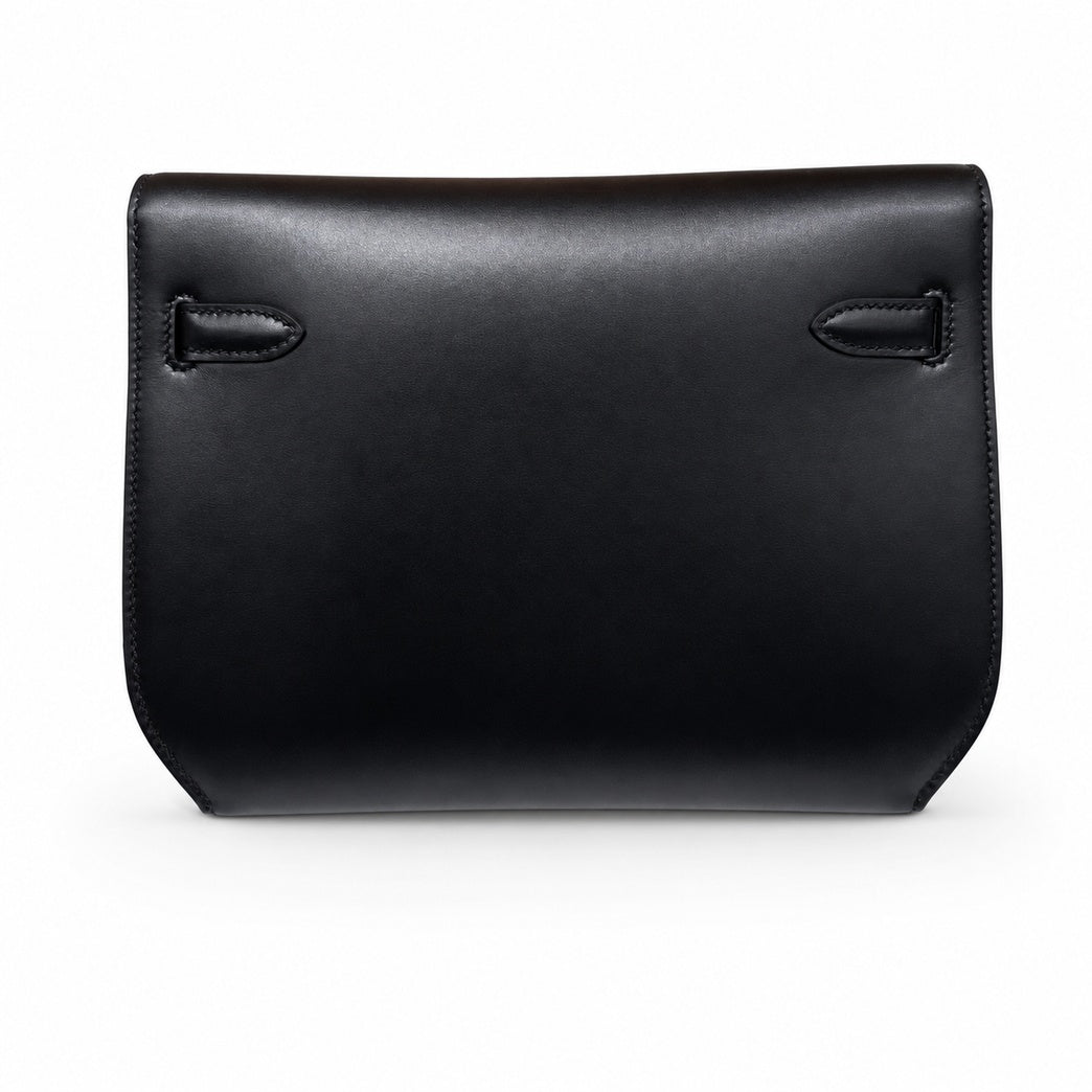 Hermès Kelly Dépêches 25 Noir Box Calf Leather Palladium Hardware