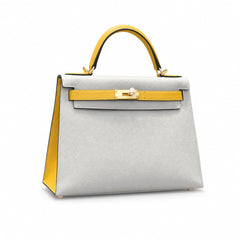 Hermès Kelly II 28cm Bleu Pale × Jaune Ambre Color Matching Epsom Calf Leather Gold Hardware