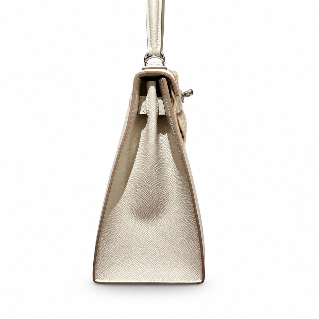 Hermès Kelly Sellier 28 Craie Epsom Calf Leather Palladium Hardware