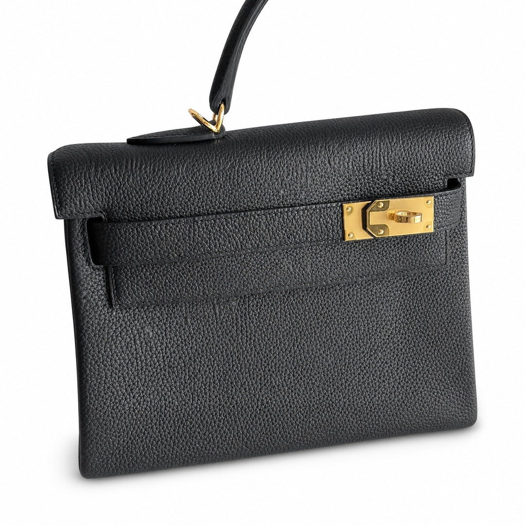 Hermès Kelly Sellier 40 Noir Togo Calf Leather Gold Hardware