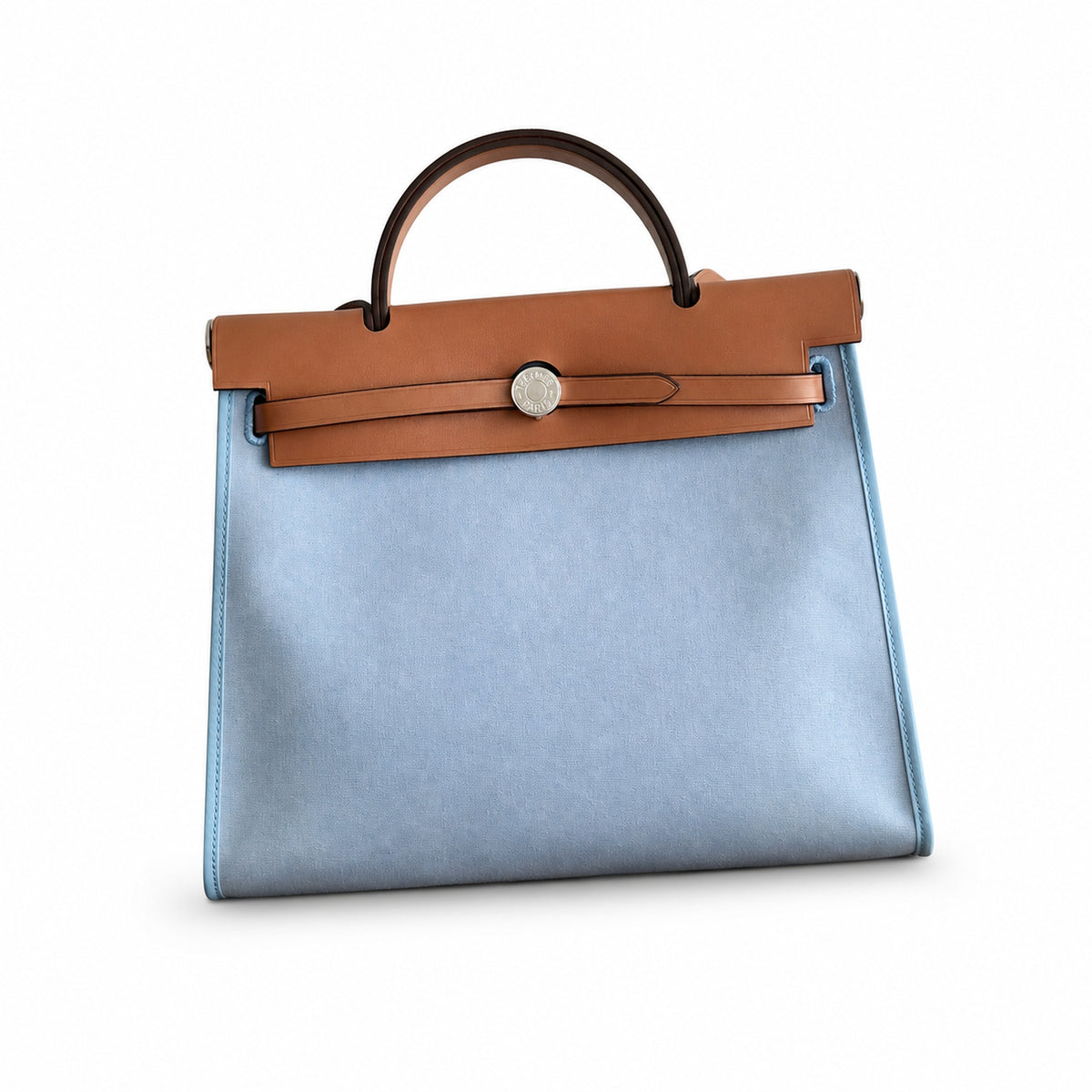 Hermès Herbag Zip 31 Bleu Agate Toile Militaire / Fauve Vache Hunter Palladium Hardware