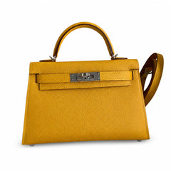 Hermès Kelly Sellier 19 Jaune Ambre Epsom Palladium Hardware