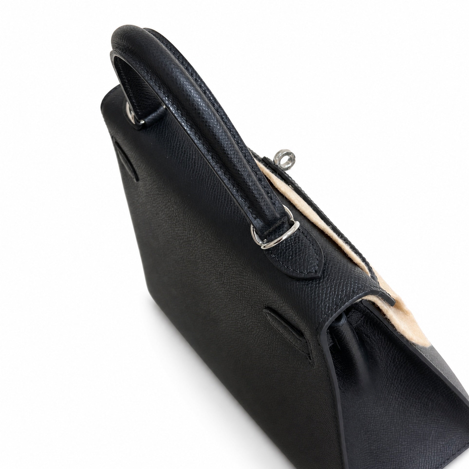 Hermès Kelly Sellier 25 Noir Epsom Calf Leather Palladium Hardware