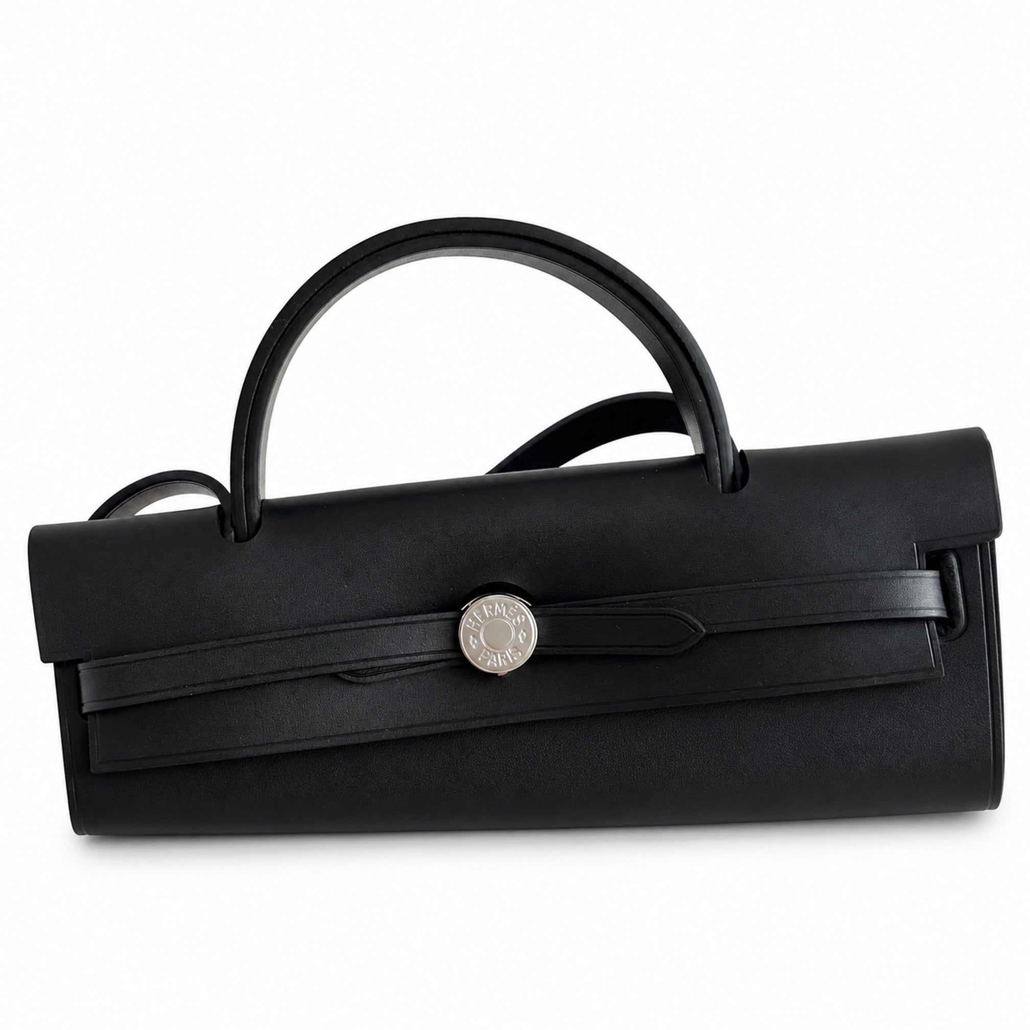 Hermès Herbag Zip 31 Écru Toile H Multicolor Vertical Stripe Print / Noir Vache Hunter Leather Palladium Hardware