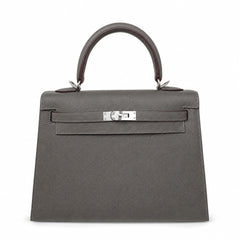 Hermès Kelly Sellier 25cm Pewter Epsom Calf Leather Palladium Hardware