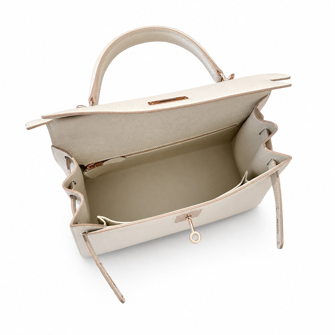 Hermès Kelly Sellier 28cm Craie Epsom Calf Leather Rose Gold Hardware