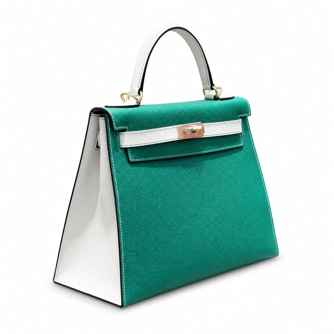 Hermès Kelly II 28cm Vert Vertigo × Craie Color Matching Epsom Calf Leather Gold Hardware