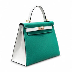 Hermès Kelly II 28cm Vert Vertigo × Craie Color Matching Epsom Calf Leather Gold Hardware