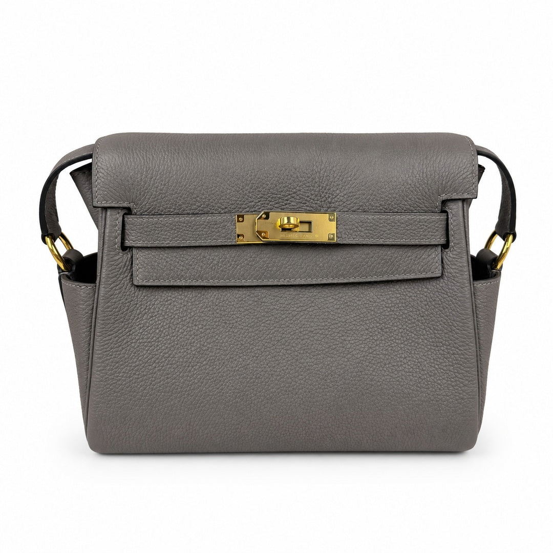 Kelly Messenger PM 27 Veau Togo, Gris Étain, Gold Hardware