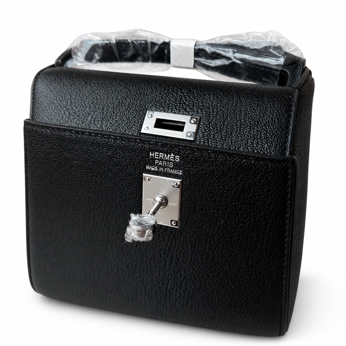 Hermès Kelly Shoulder Noir & Craie Two-Tone Epsom Palladium Hardware